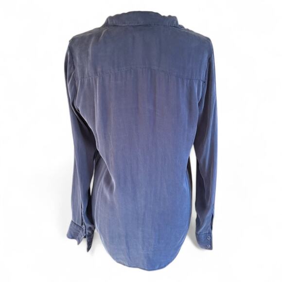 QUINCE Washable Silk Stretch Blouse Lot of 2 – Navy & Fuchsia, Size M - Picture 3 of 11